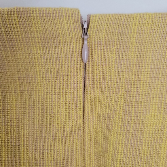 NWT Carven Yellow Beige 100% Cotton Tweed Pensil Knee Length Skirt 38 US 6 - Picture 4 of 9